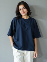 Navy Blue Solid Oversized T-Shirt